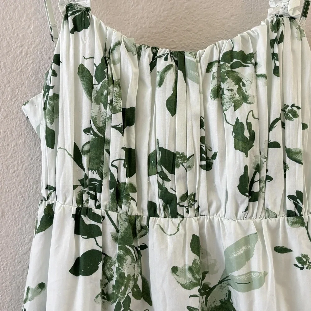 Abercrombie & Fitch Bow Back Floral Tiered Maxi Womens M Green Ruffle Boho NWT
